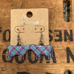 Adorable plaid cow earrings